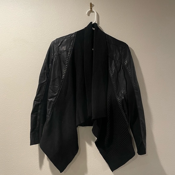 Blank NYC Jackets & Blazers - Black BlankNYC Leather Cardigan Jacket